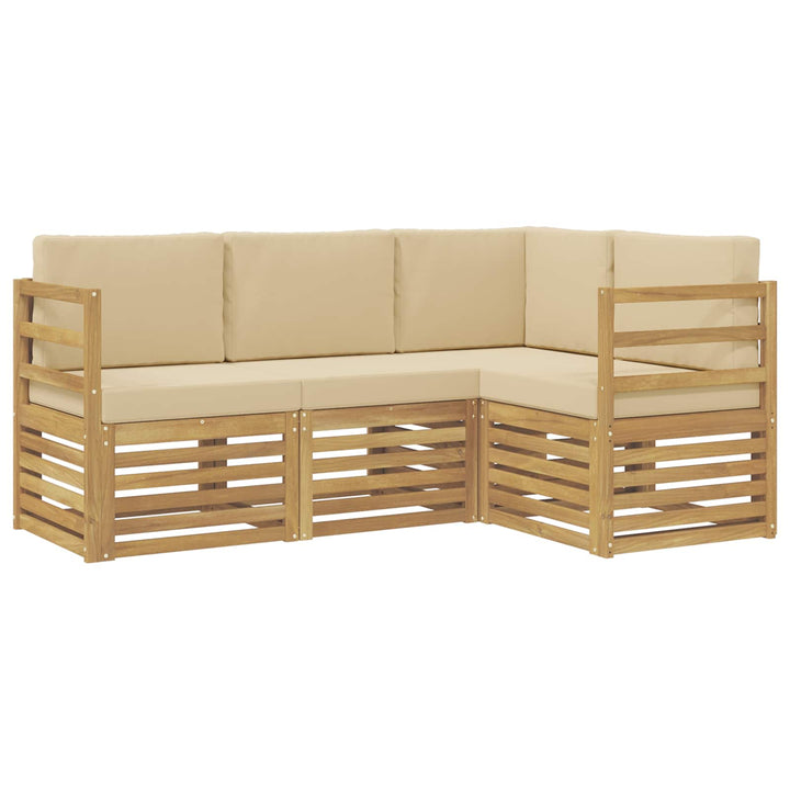 Sofasæt 4 pcs Hvid og Beige 185,5 x 126,5 x 73 cm Polyester