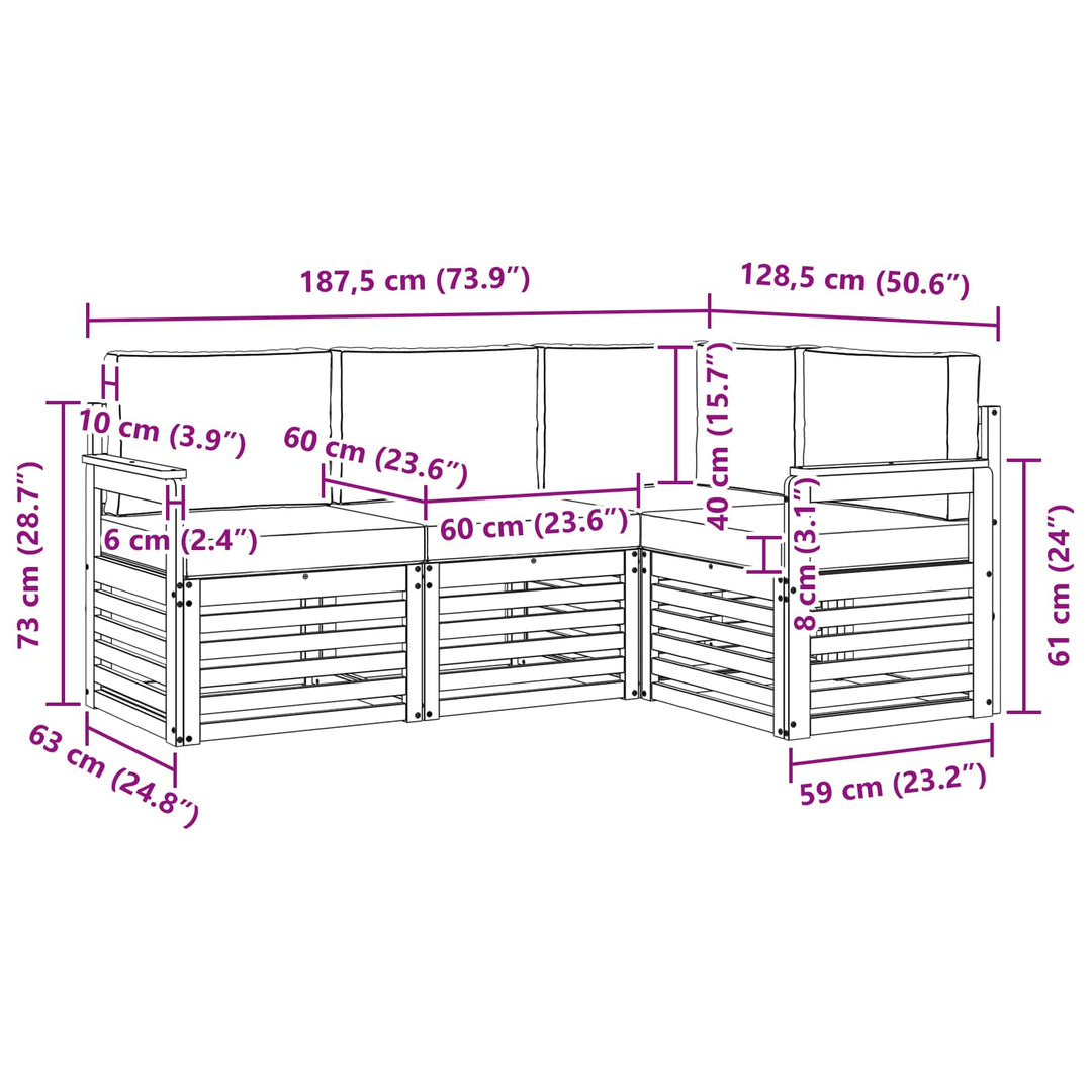 Udendørs sofagruppe 4 pcs Hvid og cremefarvet