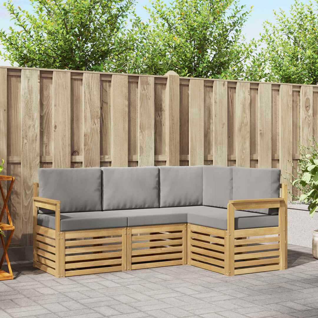 Udendørs sofagruppe 4 pcs Hvid og lysegrå 187,5 x 128,5 x 73 cm
