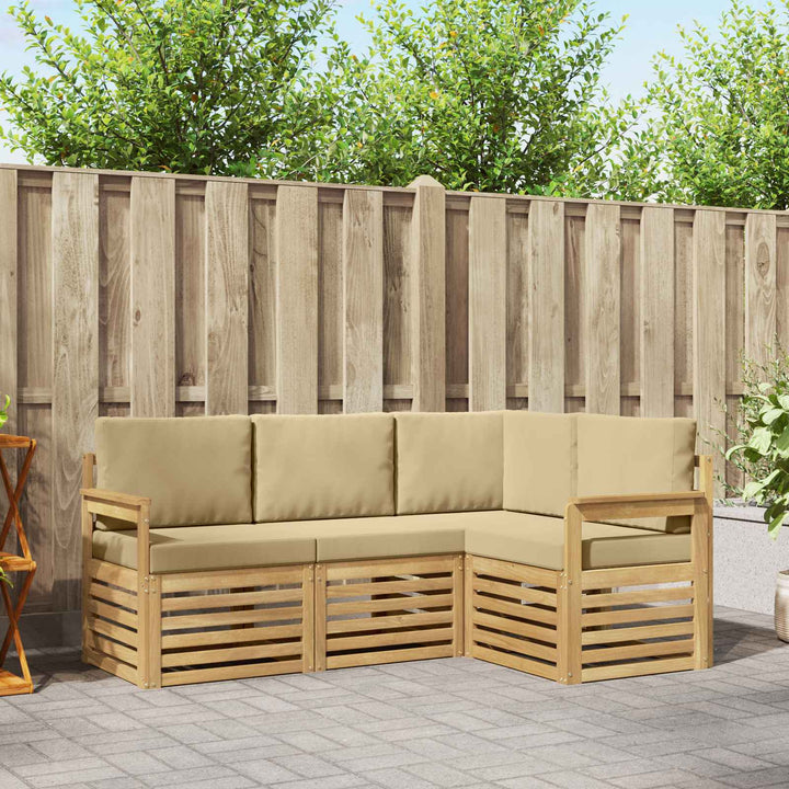 Udendørs sofagruppe 4 pcs Hvid og Beige 187,5 x 128,5 x 73 cm