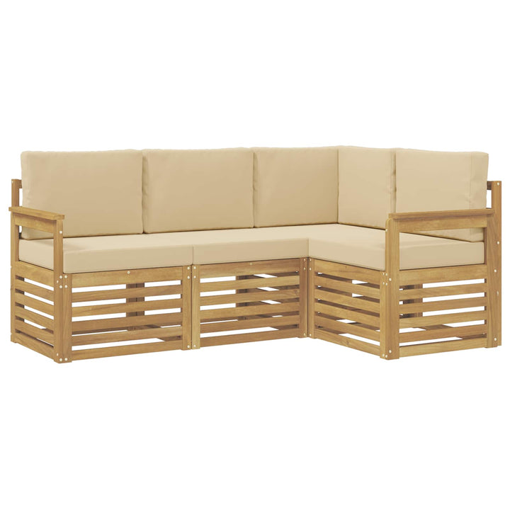 Udendørs sofagruppe 4 pcs Hvid og Beige 187,5 x 128,5 x 73 cm