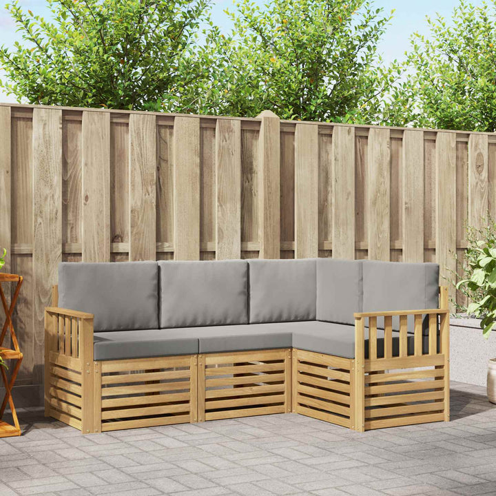Udendørs sofagruppe 4 pcs Hvid og lysegrå 187,5 x 128,5 x 73 cm