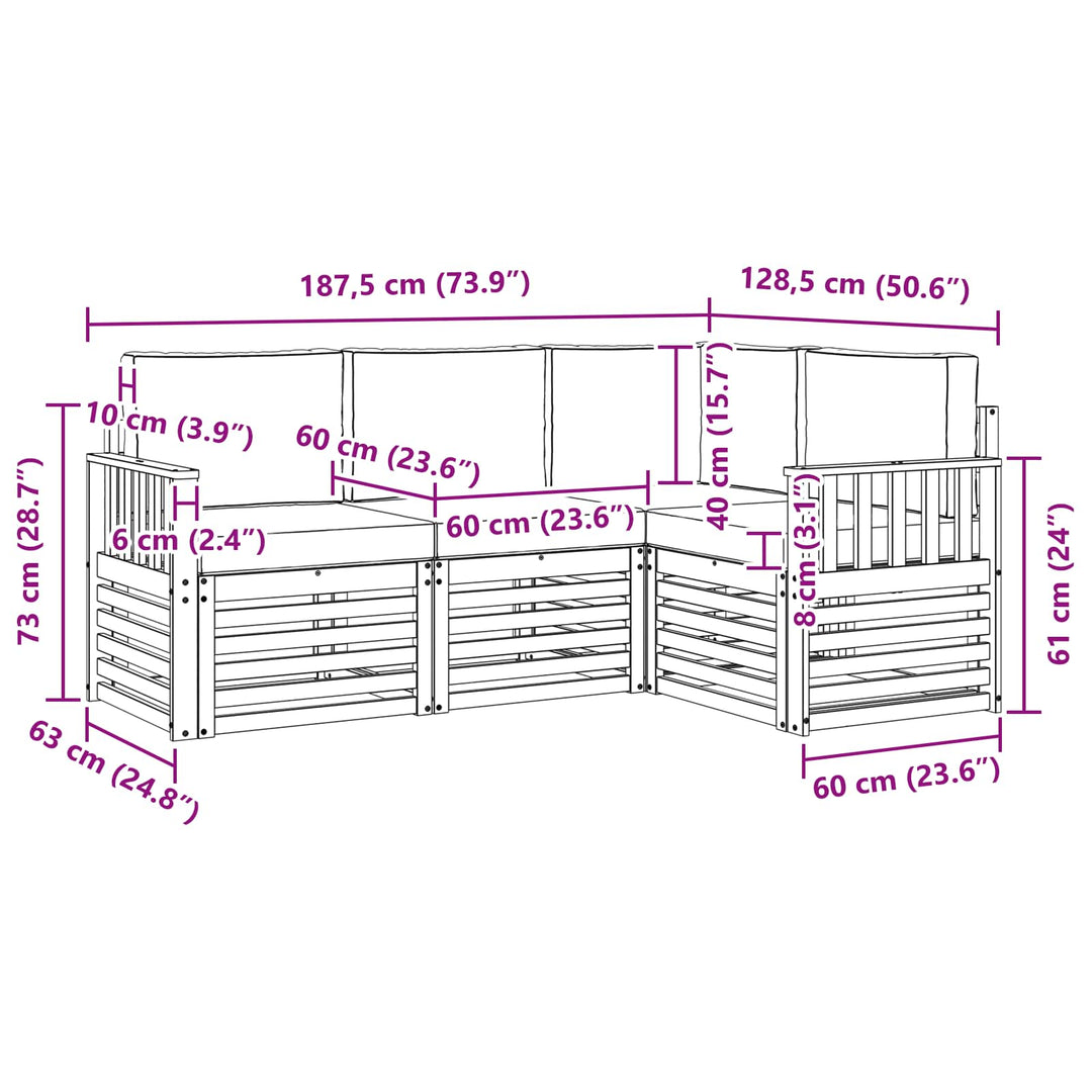 Udendørs sofagruppe 4 pcs Hvid og antracit