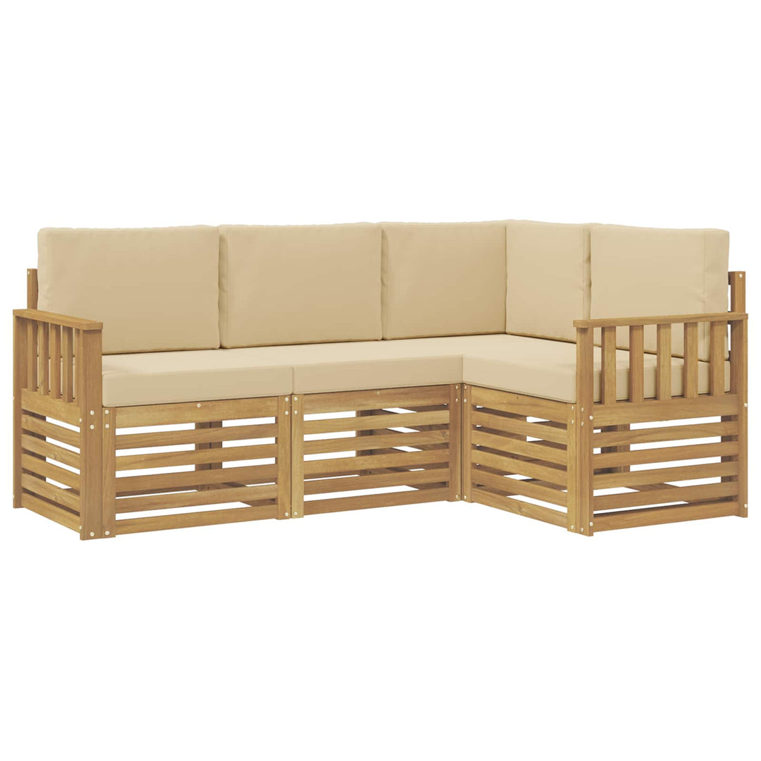 Udendørs sofagruppe 4 pcs Hvid og Beige 187,5 x 128,5 x 73 cm
