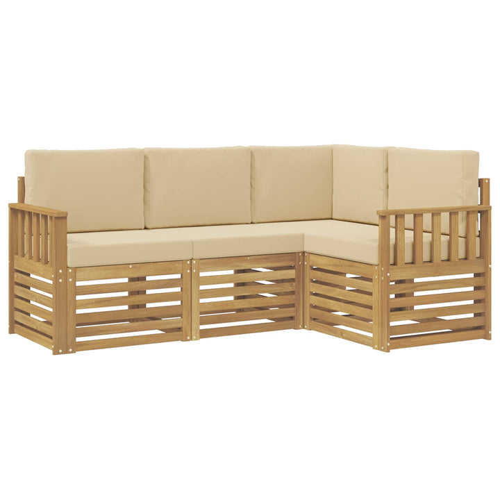 Udendørs sofagruppe 4 pcs Hvid og Beige 187,5 x 128,5 x 73 cm