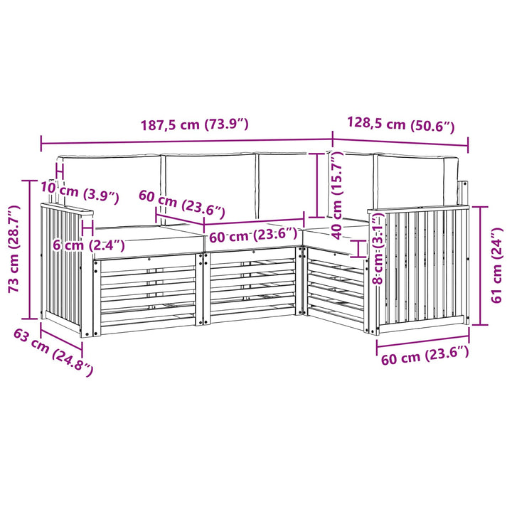 Sofasæt 4 pcs Hvid og cremefarvet 187,5 x 128,5 x 73 cm