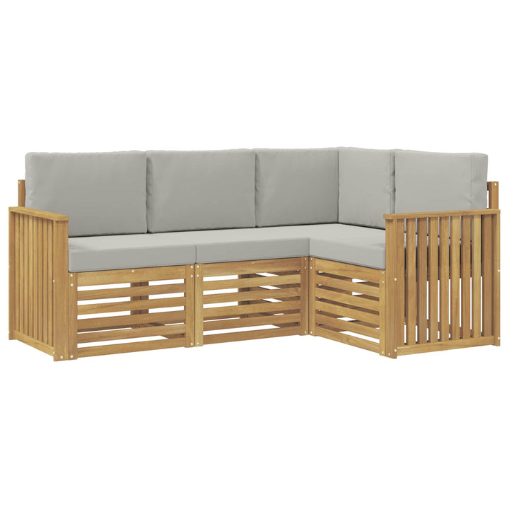 Sofasæt 4 pcs Hvid og lysegrå 187,5 x 128,5 x 73 cm Polyester