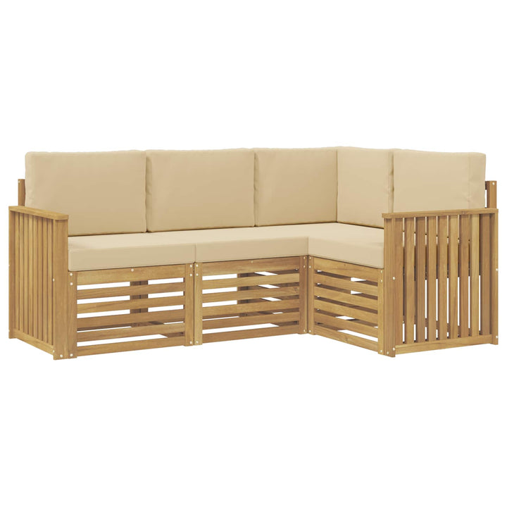 Sofasæt 4 pcs Hvid og Beige 187,5 x 128,5 x 73 cm Polyester