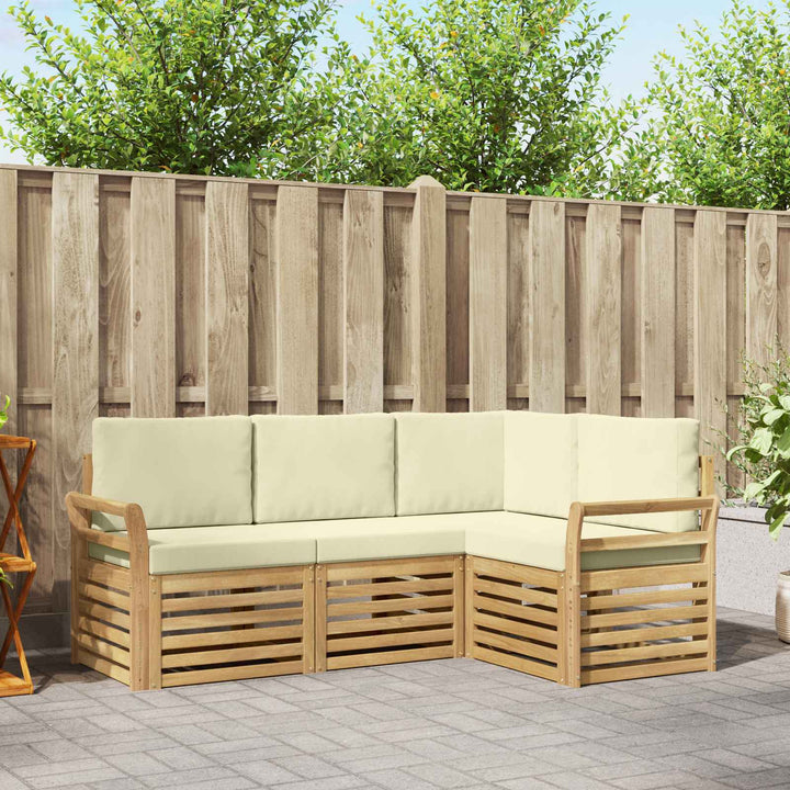 Sofasæt 4 pcs Hvid og cremefarvet 190 x 130,5 x 73 cm Polyester