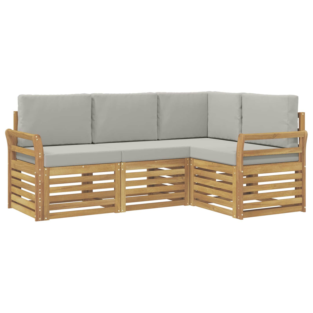 Sofasæt 4 pcs Hvid og lysegrå 190 x 130,5 x 73 cm Polyester
