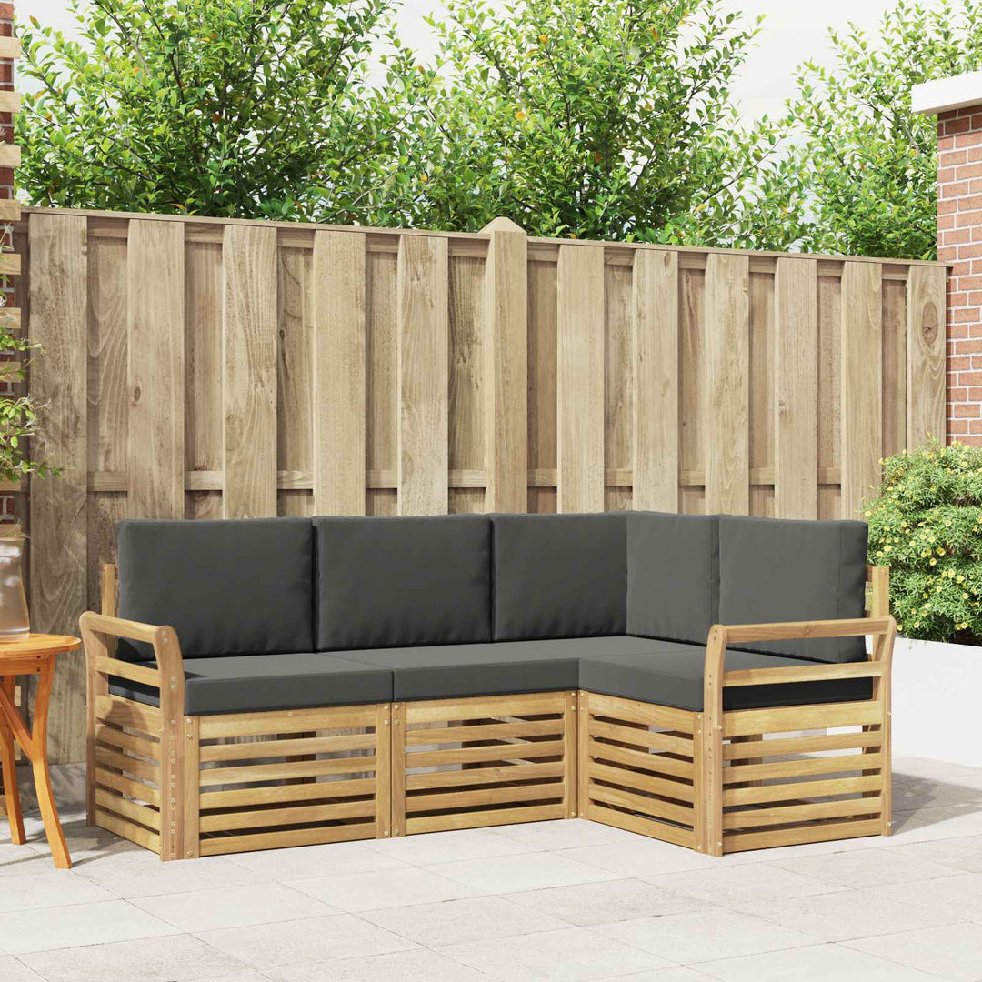 Sofasæt 4 pcs Hvid og antracit 190 x 130,5 x 73 cm Polyester