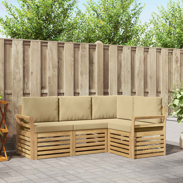 Sofasæt 4 pcs Hvid og Beige 190 x 130,5 x 73 cm Polyester