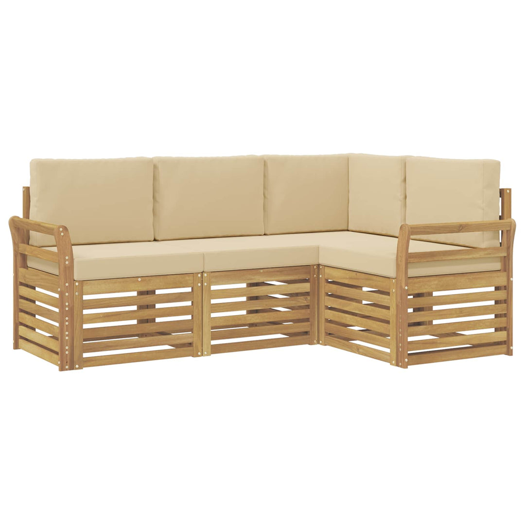 Sofasæt 4 pcs Hvid og Beige 190 x 130,5 x 73 cm Polyester