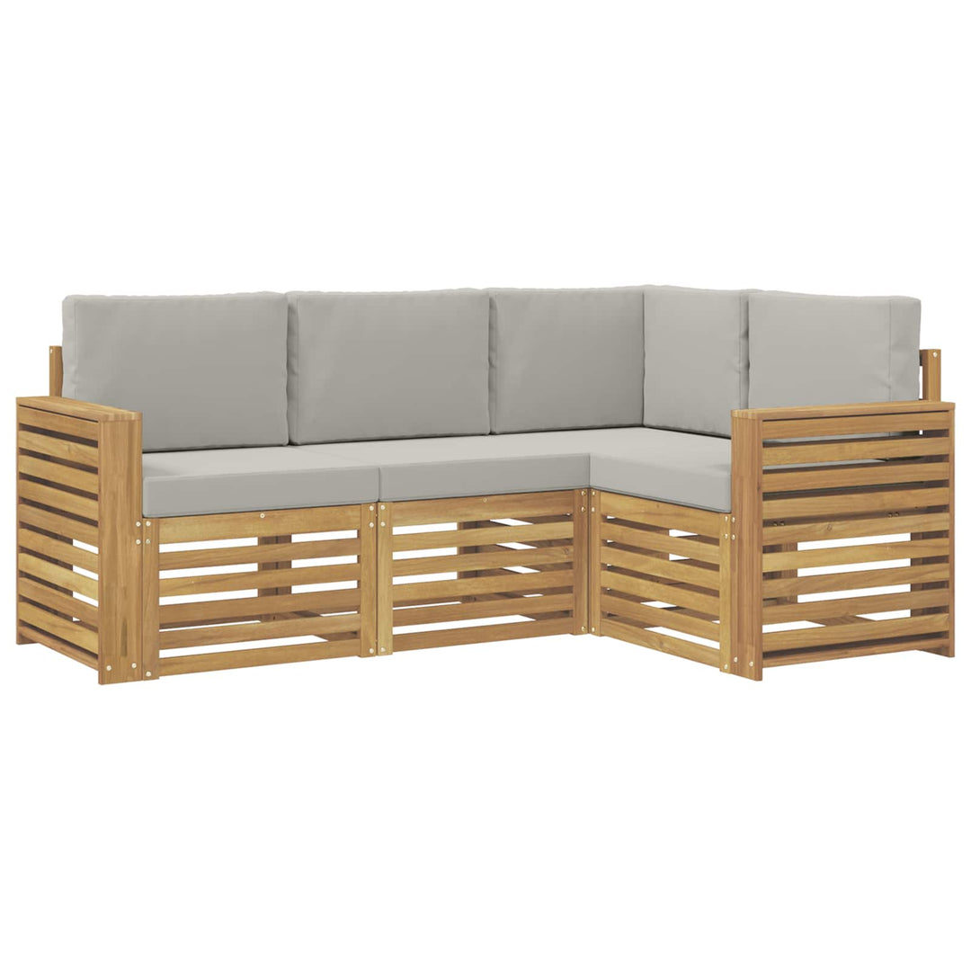 Udendørs sofagruppe 4 pcs Hvid og lysegrå Polyester