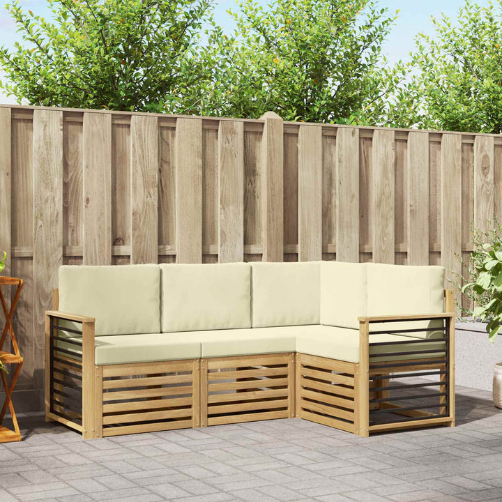 Sofasæt med pude 4 pcs Hvid og cremefarvet Polyester