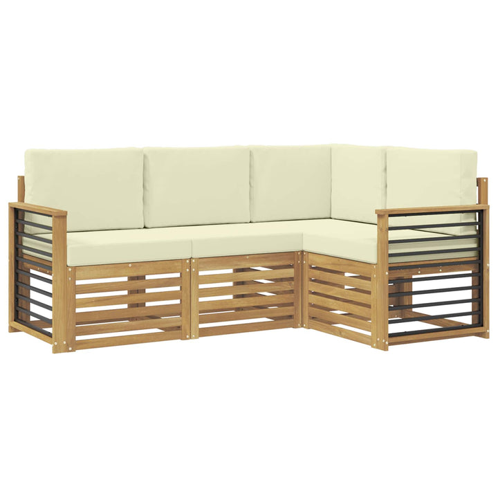 Sofasæt med pude 4 pcs Hvid og cremefarvet Polyester