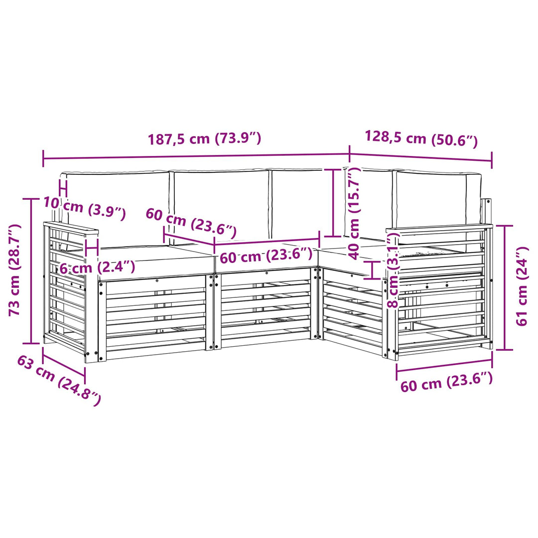 Sofasæt med pude 4 pcs Hvid og cremefarvet Polyester