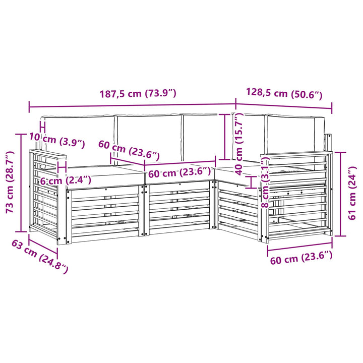 Sofasæt med pude 4 pcs Hvid og cremefarvet Polyester