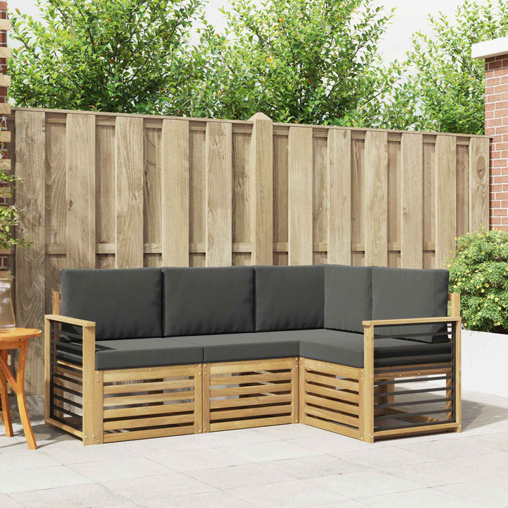 Sofasæt 4 pcs Hvid og antracit 187,5 x 128,5 x 73 cm Polyester