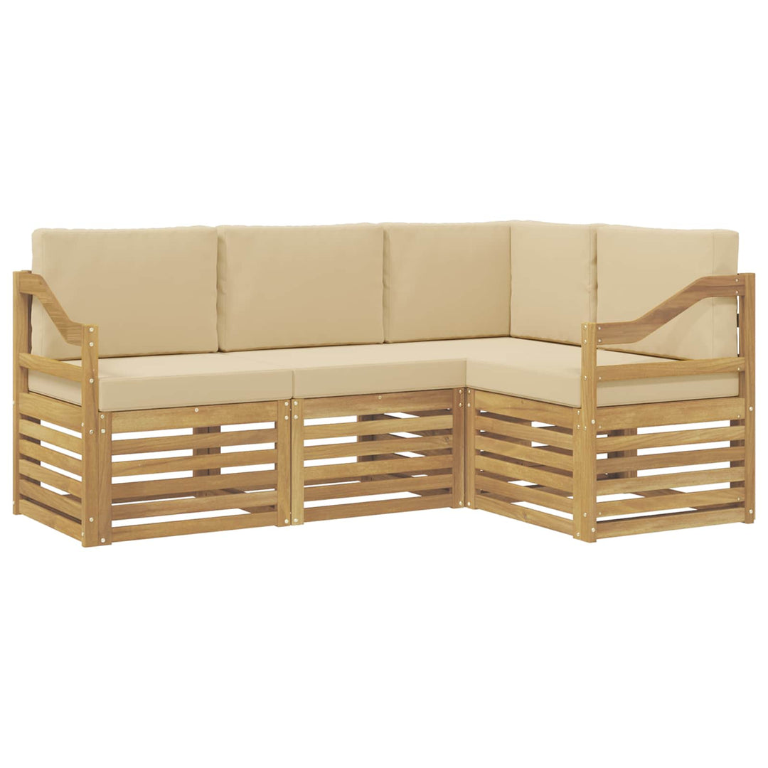 Sofasæt 4 pcs Hvid og Beige 185,5 x 126,5 x 73 cm Polyester