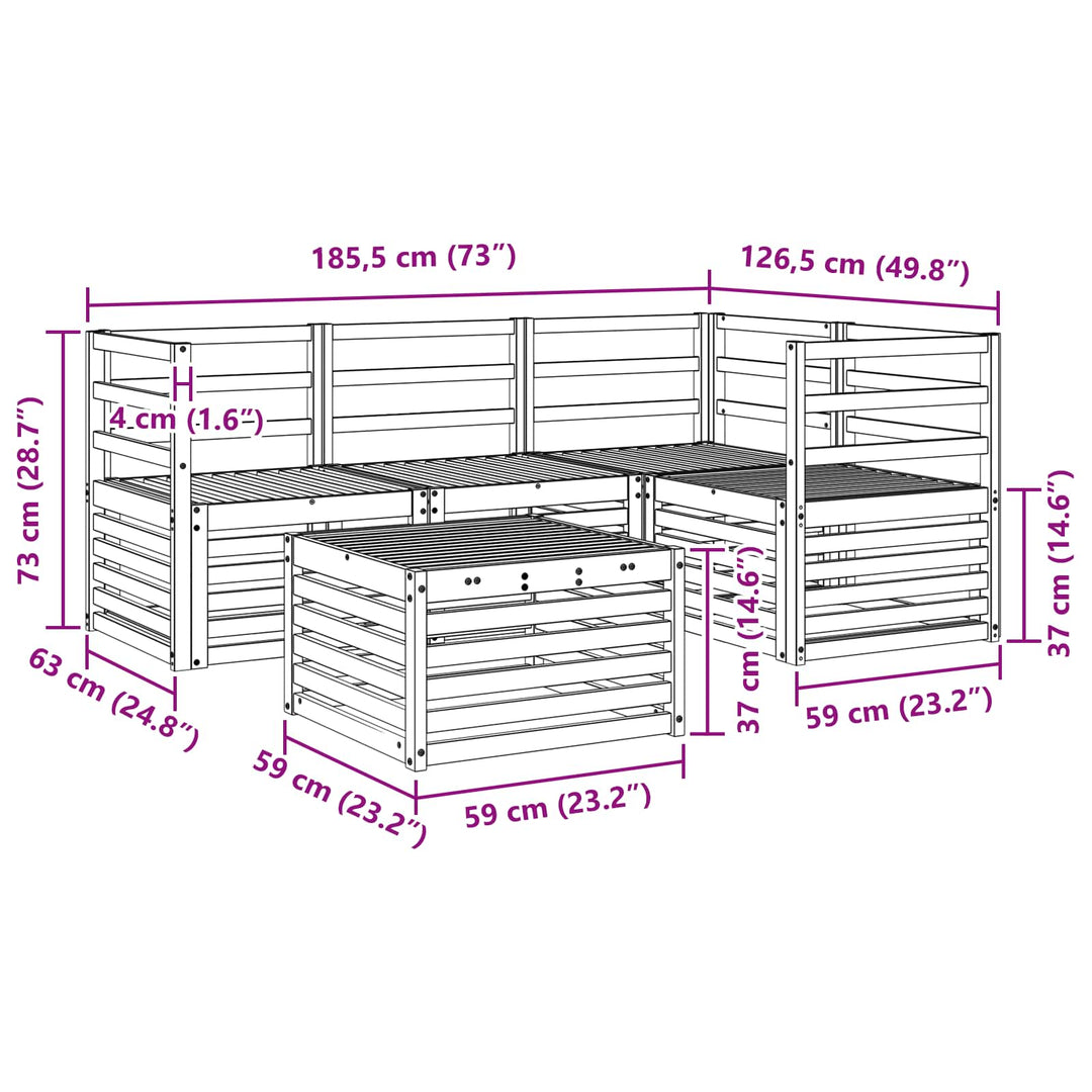 Udendørs sofagruppe 5 pcs Hvid 59 x 59 x 37 cm