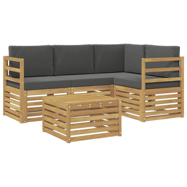 Udendørs sofagruppe 5 pcs Hvid og antracit 59 x 59 x 37 cm