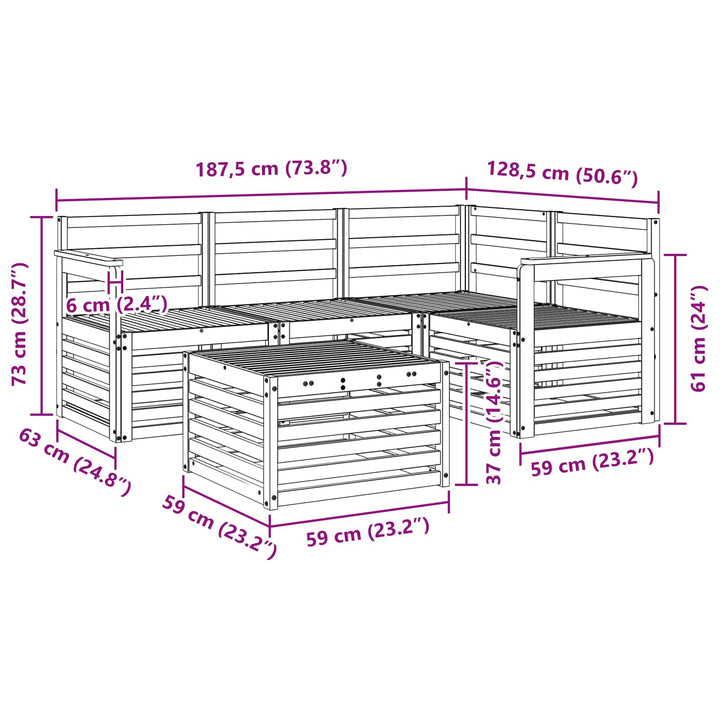 Udendørs sofagruppe 5 pcs Hvid 59 x 59 x 37 cm