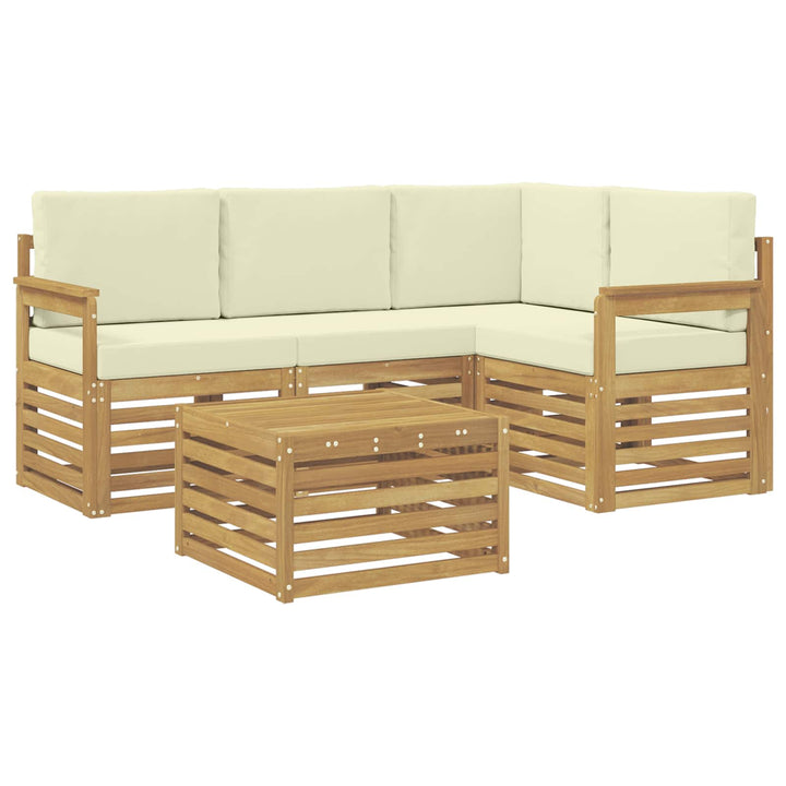 Udendørs sofagruppe 5 pcs Hvid og cremefarvet 59 x 59 x 37 cm