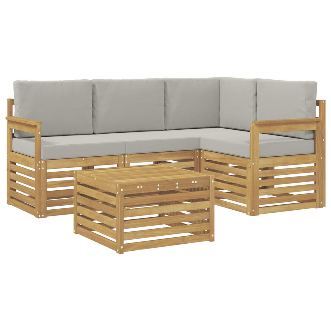 Udendørs sofagruppe 5 pcs Hvid og lysegrå 59 x 59 x 37 cm