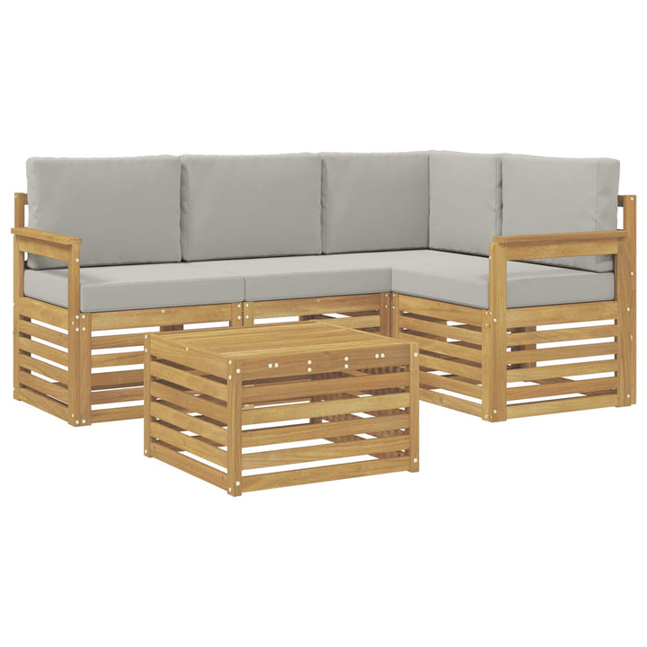 Udendørs sofagruppe 5 pcs Hvid og lysegrå 59 x 59 x 37 cm