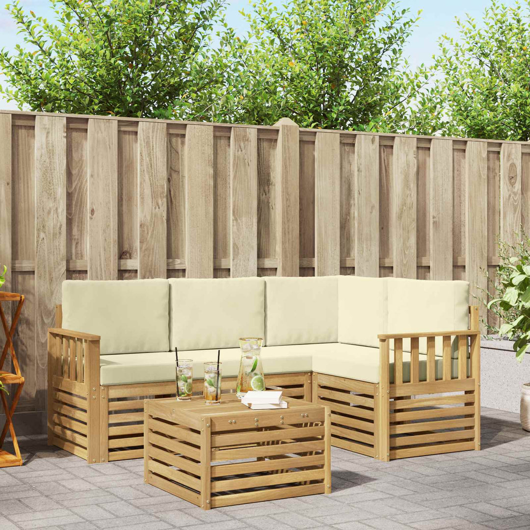 Udendørs sofagruppe 5 pcs Hvid og cremefarvet 59 x 59 x 37 cm