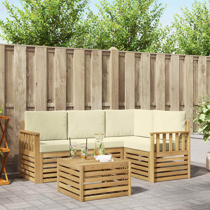 Udendørs sofagruppe 5 pcs Hvid og cremefarvet 59 x 59 x 37 cm