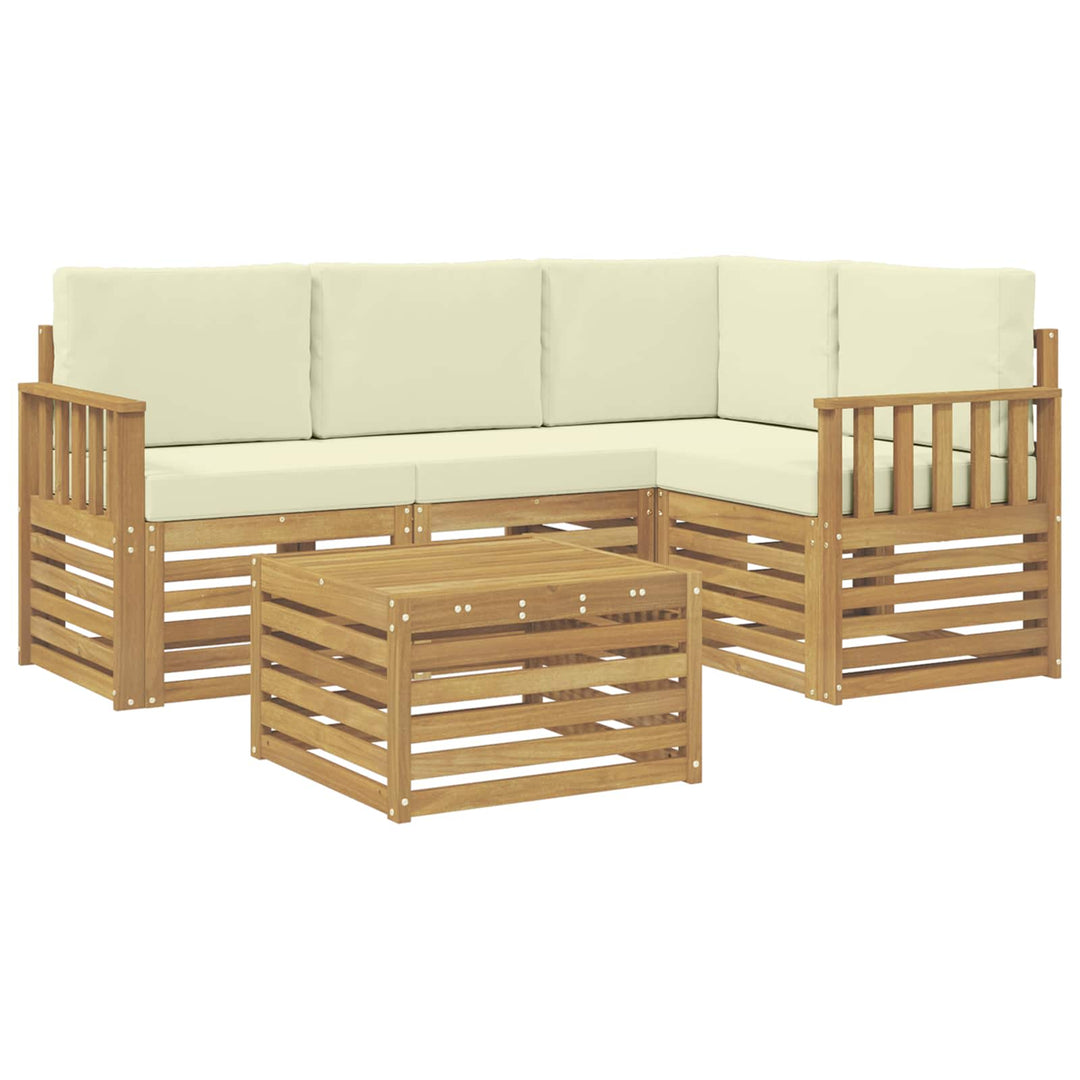 Udendørs sofagruppe 5 pcs Hvid og cremefarvet 59 x 59 x 37 cm
