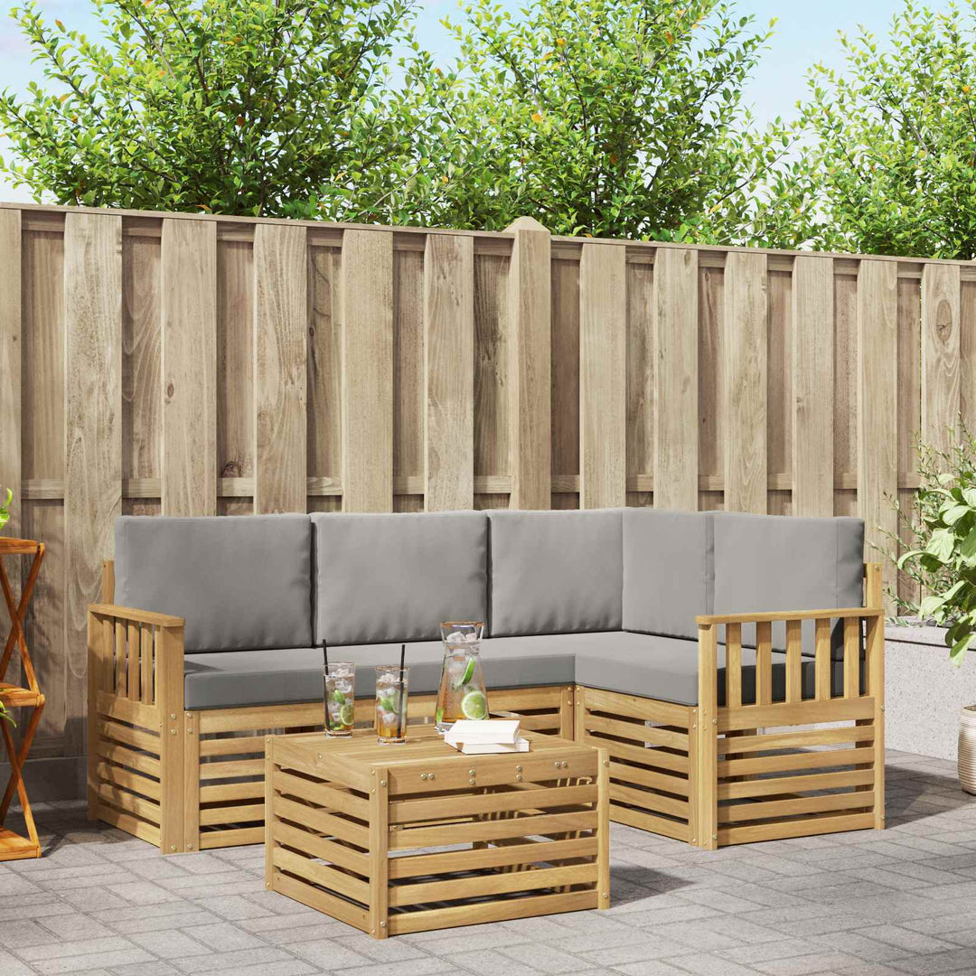 Udendørs sofagruppe 5 pcs Hvid og lysegrå 59 x 59 x 37 cm