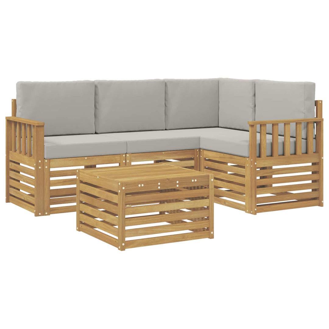 Udendørs sofagruppe 5 pcs Hvid og lysegrå 59 x 59 x 37 cm