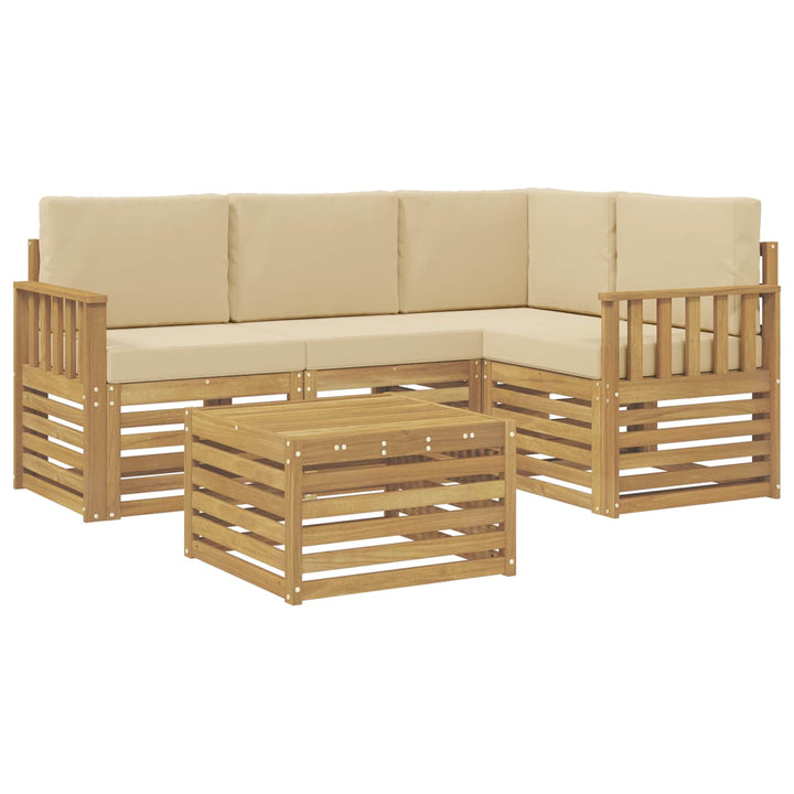 Udendørs sofagruppe 5 pcs Hvid og Beige 59 x 59 x 37 cm