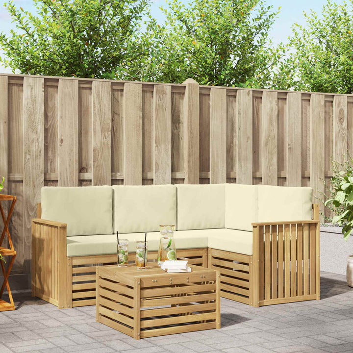 Udendørs sofagruppe 5 pcs Hvid og cremefarvet 59 x 59 x 37 cm