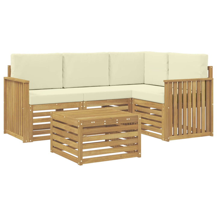 Udendørs sofagruppe 5 pcs Hvid og cremefarvet 59 x 59 x 37 cm