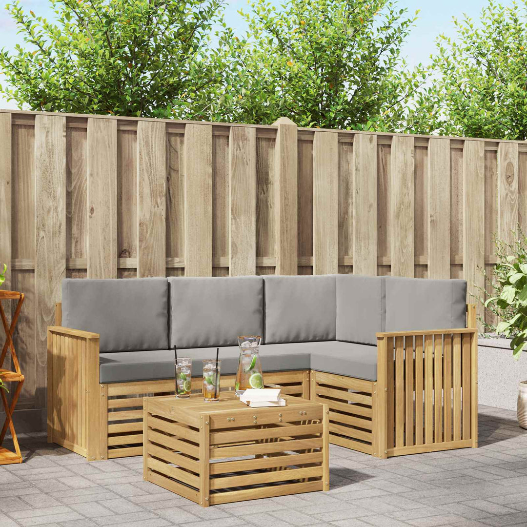 Udendørs sofagruppe 5 pcs Hvid og lysegrå 59 x 59 x 37 cm