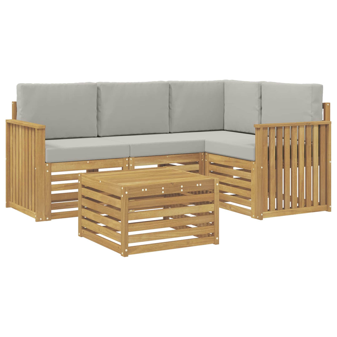 Udendørs sofagruppe 5 pcs Hvid og lysegrå 59 x 59 x 37 cm