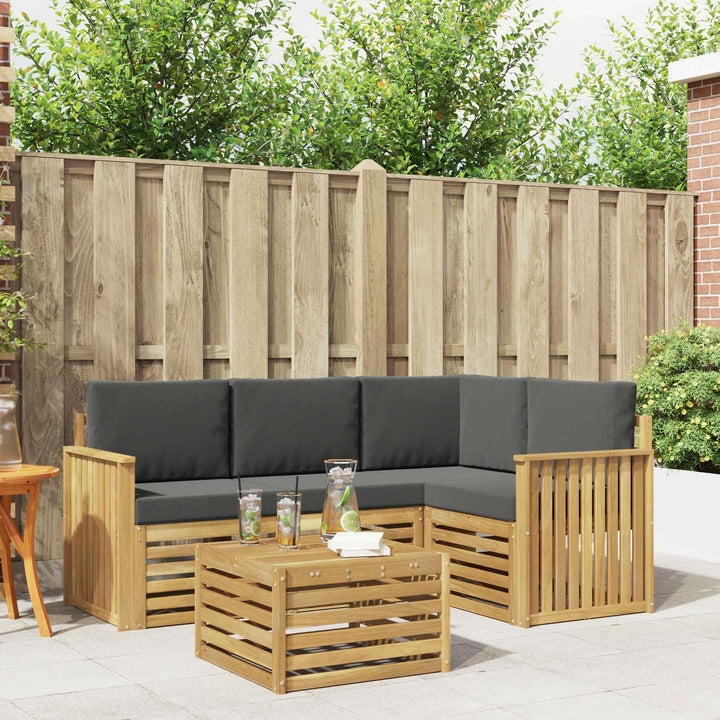 Udendørs sofagruppe 5 pcs Hvid og antracit 59 x 59 x 37 cm
