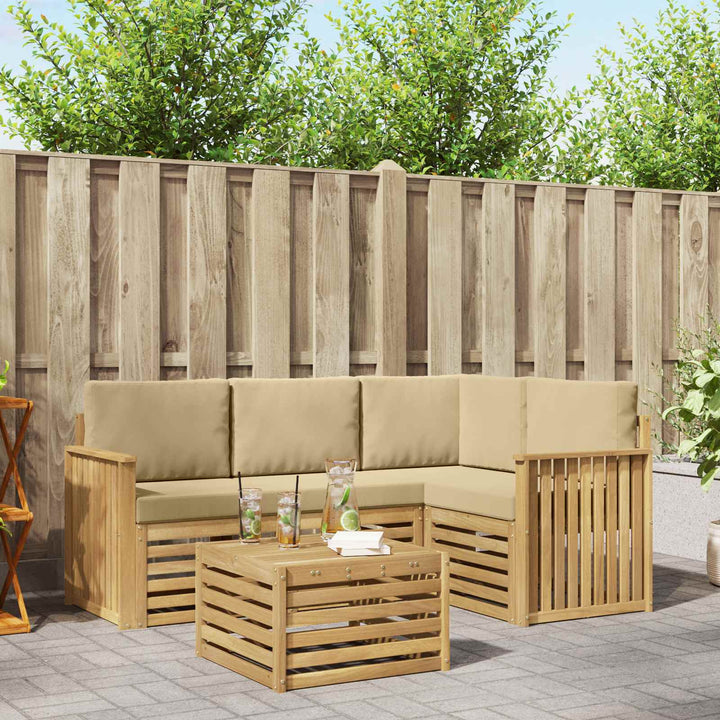 Udendørs sofagruppe 5 pcs Hvid og Beige 59 x 59 x 37 cm