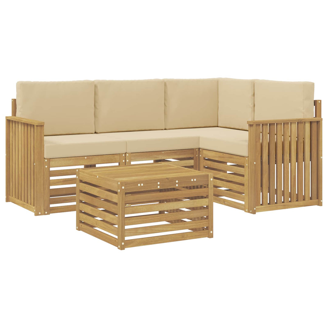 Udendørs sofagruppe 5 pcs Hvid og Beige 59 x 59 x 37 cm