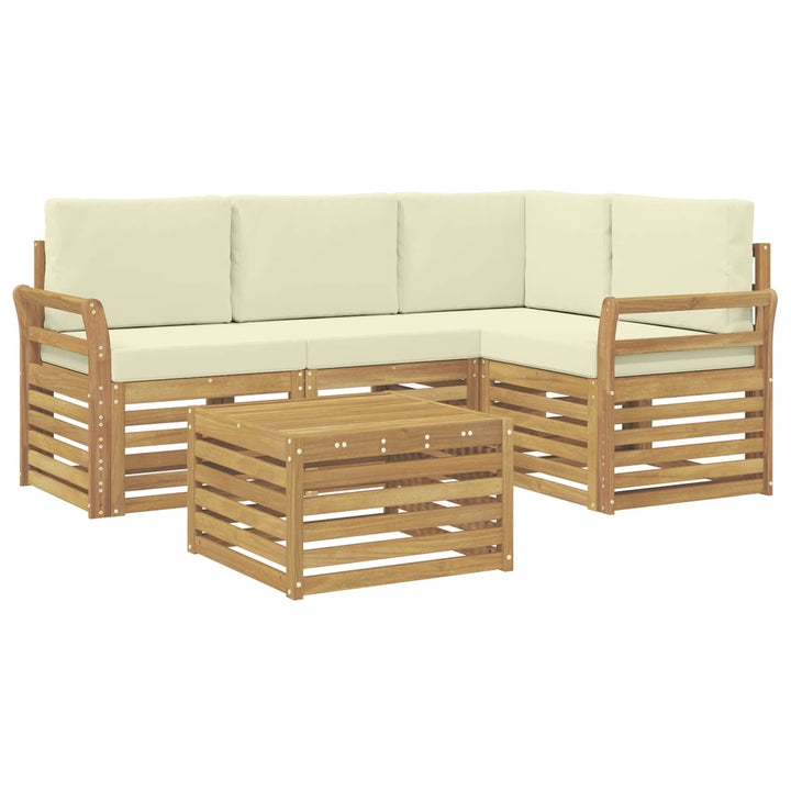 Udendørs sofagruppe 5 pcs Hvid og cremefarvet 59 x 59 x 37 cm