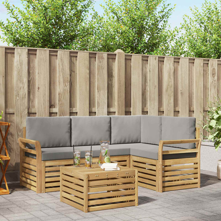 Udendørs sofagruppe 5 pcs Hvid og lysegrå 59 x 59 x 37 cm