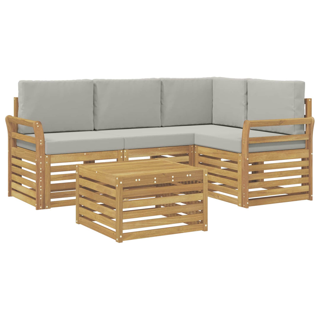 Udendørs sofagruppe 5 pcs Hvid og lysegrå 59 x 59 x 37 cm