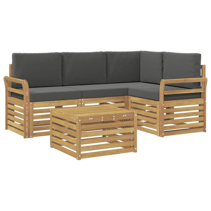 Udendørs sofagruppe 5 pcs Hvid og antracit 59 x 59 x 37 cm