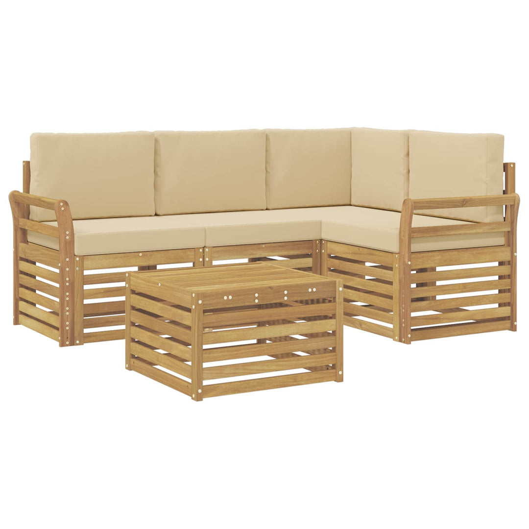 Udendørs sofagruppe 5 pcs Hvid og Beige 59 x 59 x 37 cm
