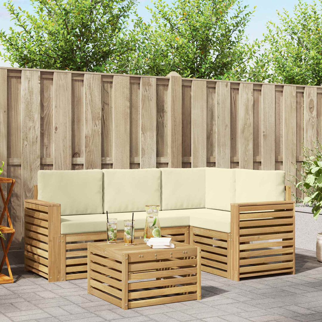Udendørs sofagruppe 5 pcs Hvid og cremefarvet 59 x 59 x 37 cm