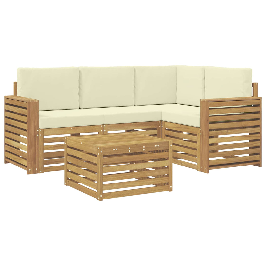 Udendørs sofagruppe 5 pcs Hvid og cremefarvet 59 x 59 x 37 cm